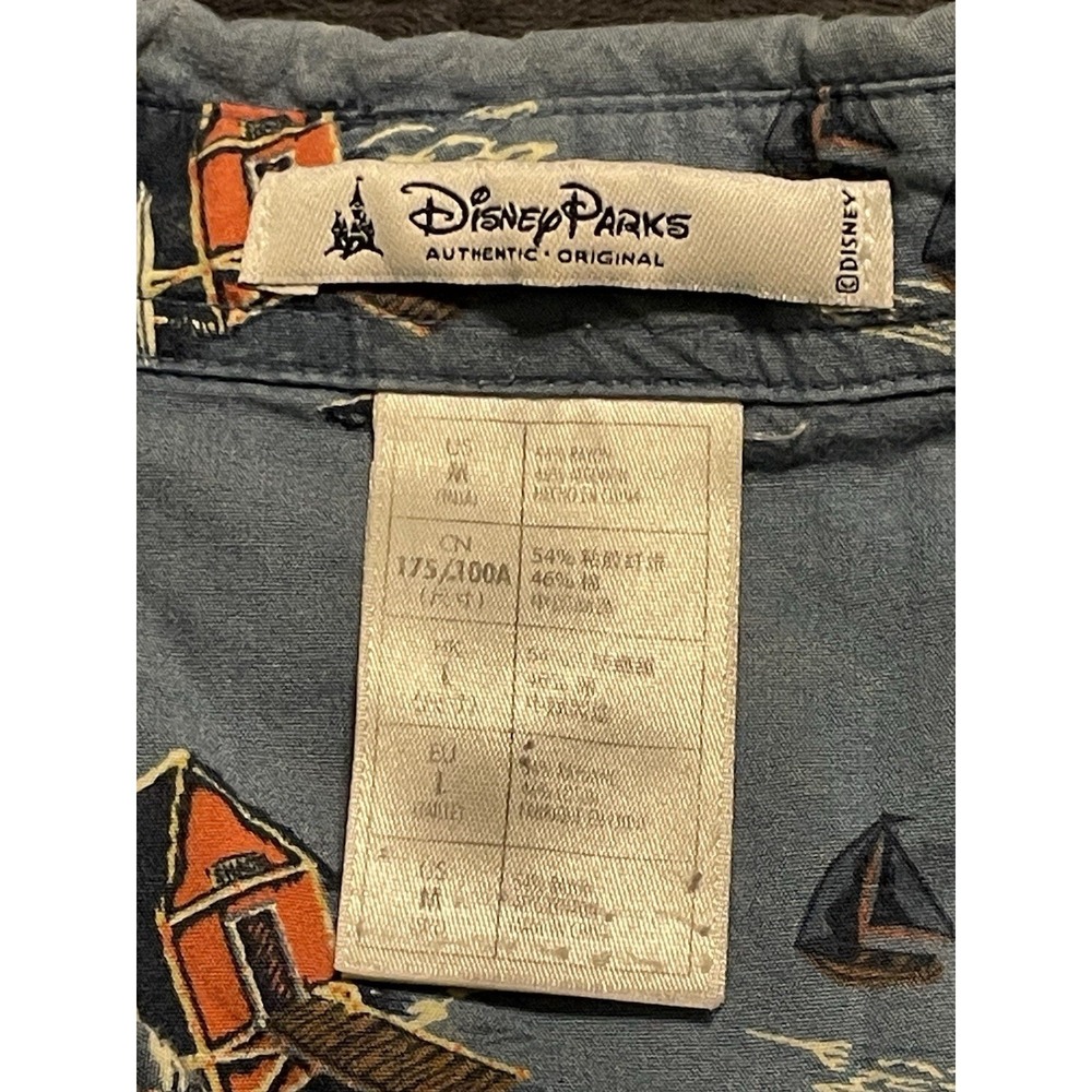 Disney Parks Mickey Resort Tiki Vacation Hawaiian Button Down Shirt Medium - Picture 3 of 6